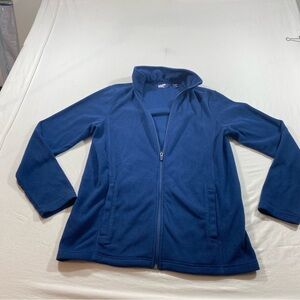Lands End Fleece Zip jacket women M/T 10-12 pockets long sleeve winter warm coat